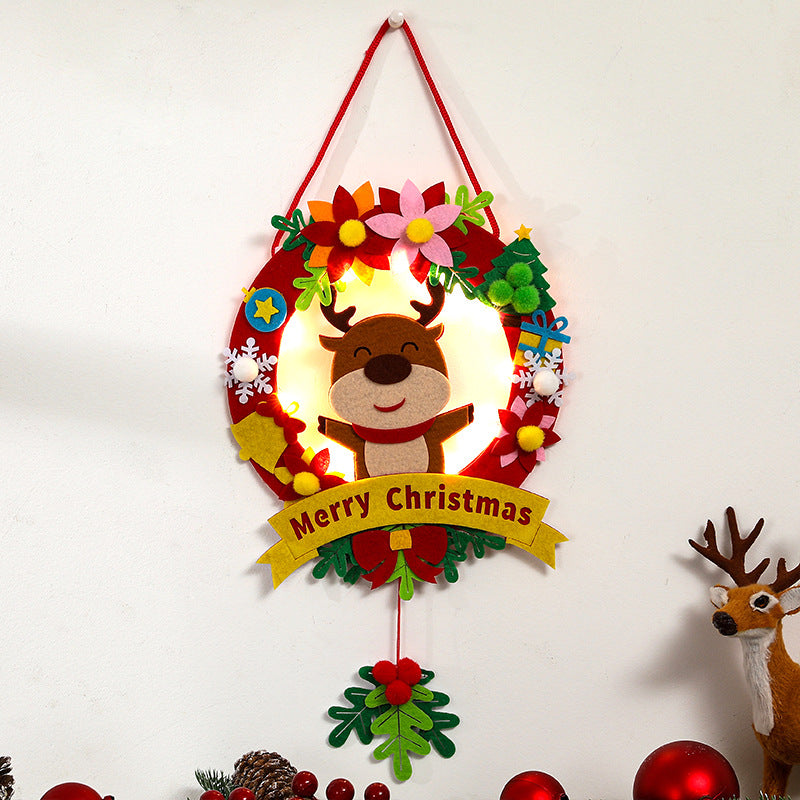 Wholesale Christmas Wreath Fabric Decoration with Lights
